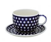 Jumbo cup + saucer - Polish pottery