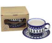 Cup + saucer in a cardx - Polish pottery