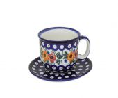 Cup + saucer - Polish pottery