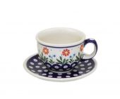 Cup + saucer - Polish pottery