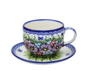 Jumbo cup + saucer - Polish pottery