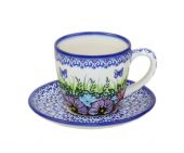 Cup + saucer - Polish pottery